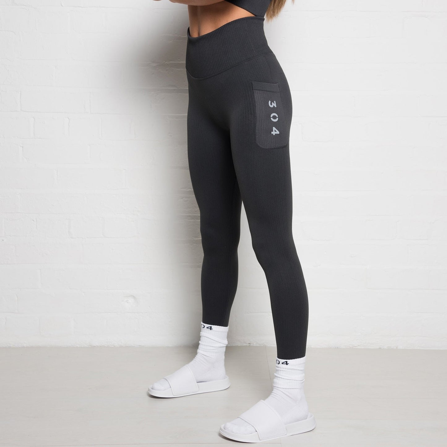 3D-gerippte Leggings – Anthrazit