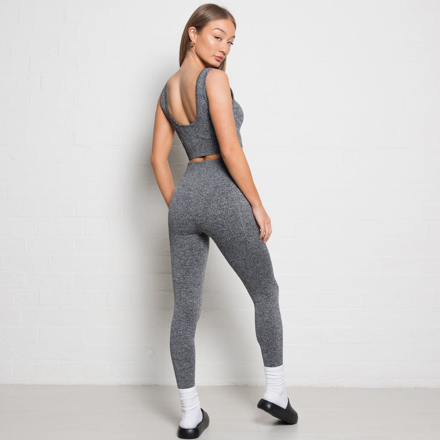 3D Rippen-Leggings -Melange